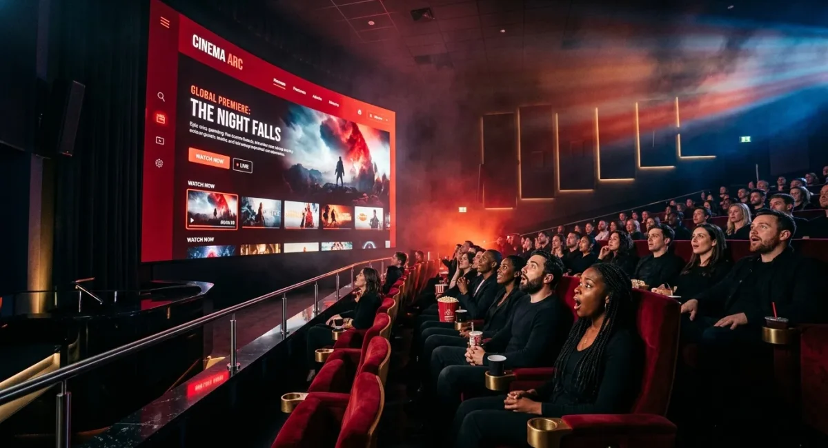 Publiek kijkt naar filmscherm in luxe bioscoop Cinema Arc