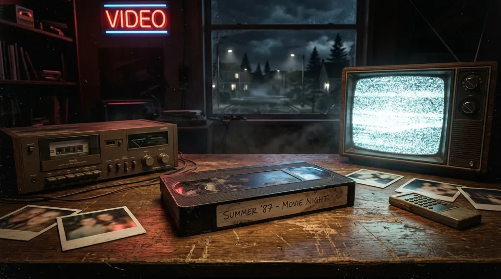 Vintage VHS-speler en retro televisie uit de jaren 80